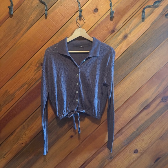 Free People Sweaters - Free People dusty purple Button-Up Lace Sweater